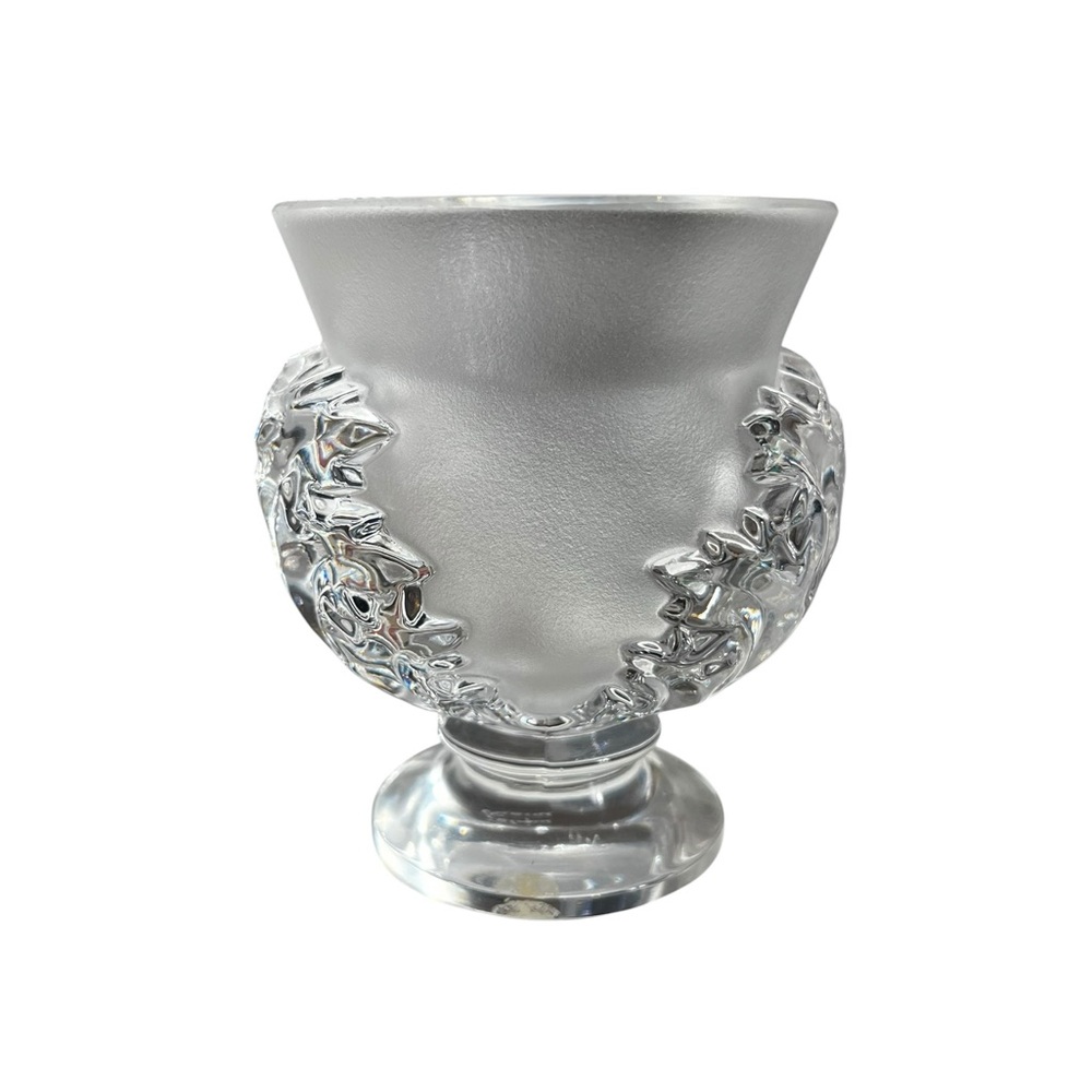 Lalique Saint-Cloud Crystal Vase Frosted Clear Acanthus Leaf 4.5"